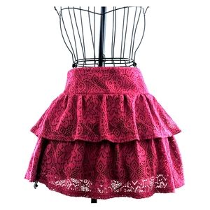 Dream Out Loud Maroon Ruffled Lace Skirt